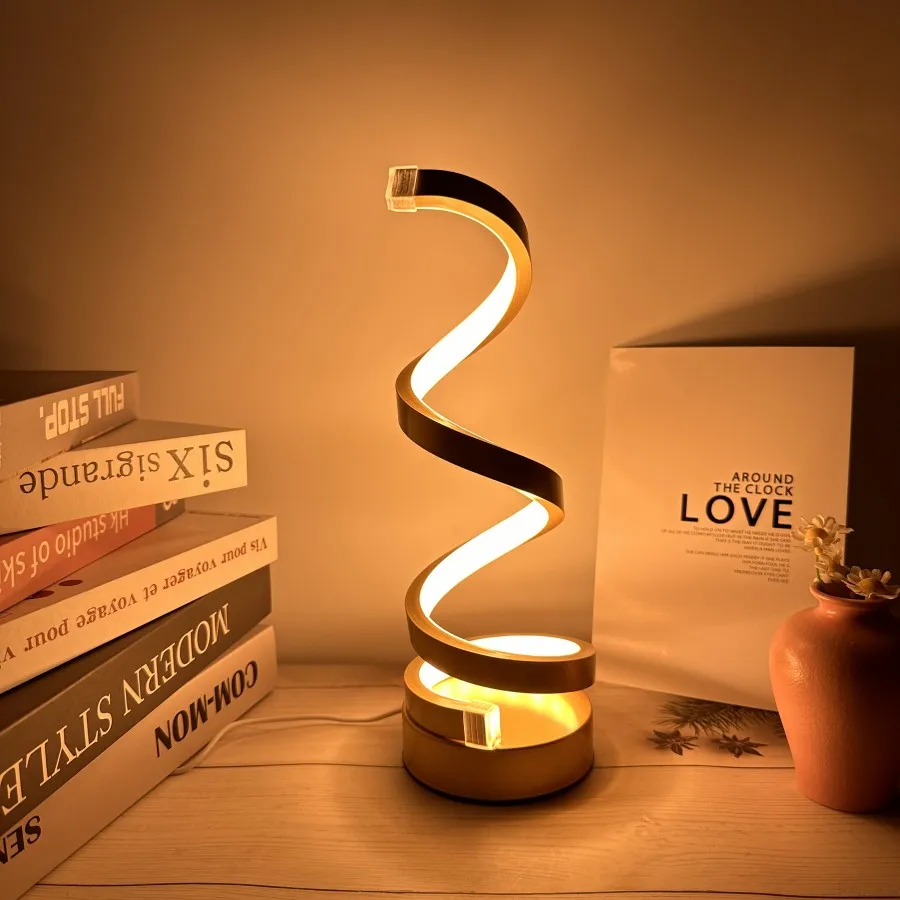 Creative Modern Gold S lamp USB three-color Dimming Living Room Desktop Decorative Lamp