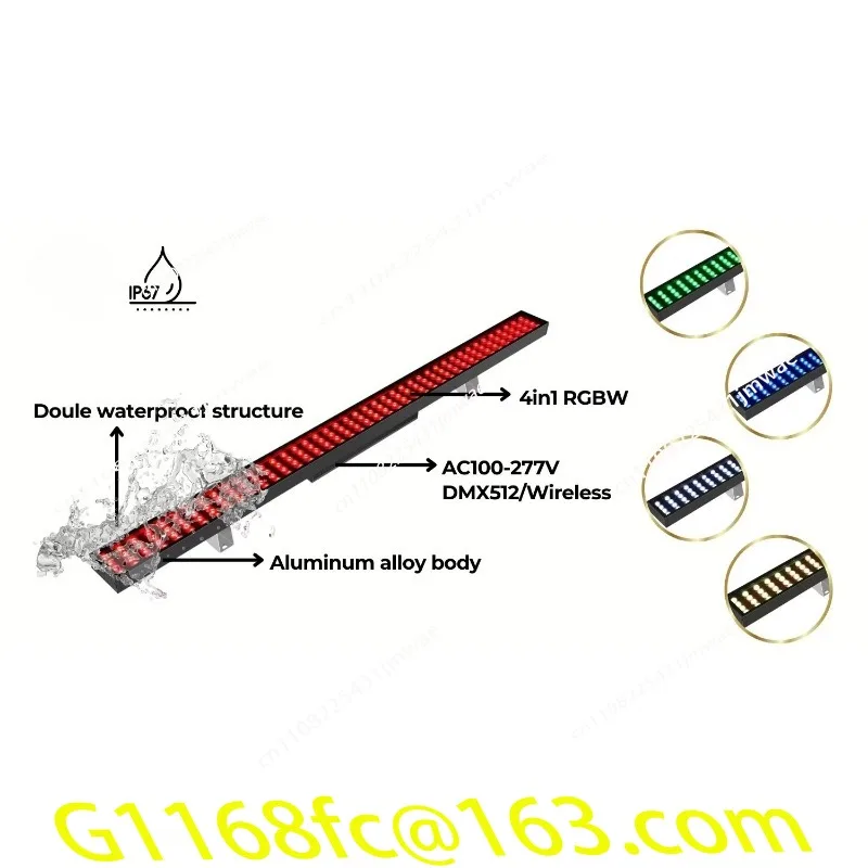 DMX512&Wireless Controllable Heat Aluminum Body IP67 Rated RGBW LED Car Wash Tunnel Light