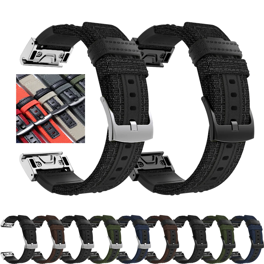 QuickFit 22mm Belt 26mm Nylon Canvas Strap For Garmin FenixE 8 7X 7 6 6X 5 5X Plus/Epix Pro Gen 2 47mm 51mm Wrist Band Bracelet