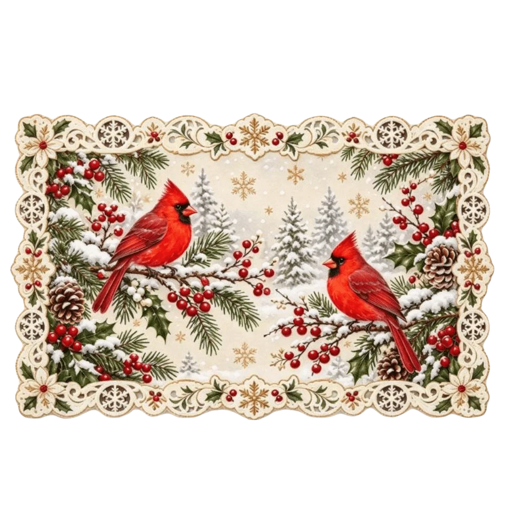 Santa Claus Christmas Table Placemat Snowman Elk Non Slip Xmas Table Mat Heat Resistant Coaster Square Dining Mat Holiday Dining