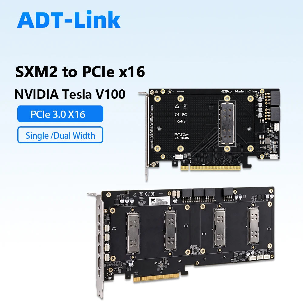 SXM2 To PCIe X16 Adapter for NVIDIA Tesla V100 16G 32G GPU Single / Dual Width PCIe3.0 X16 Expansion Card AI Deep Learning