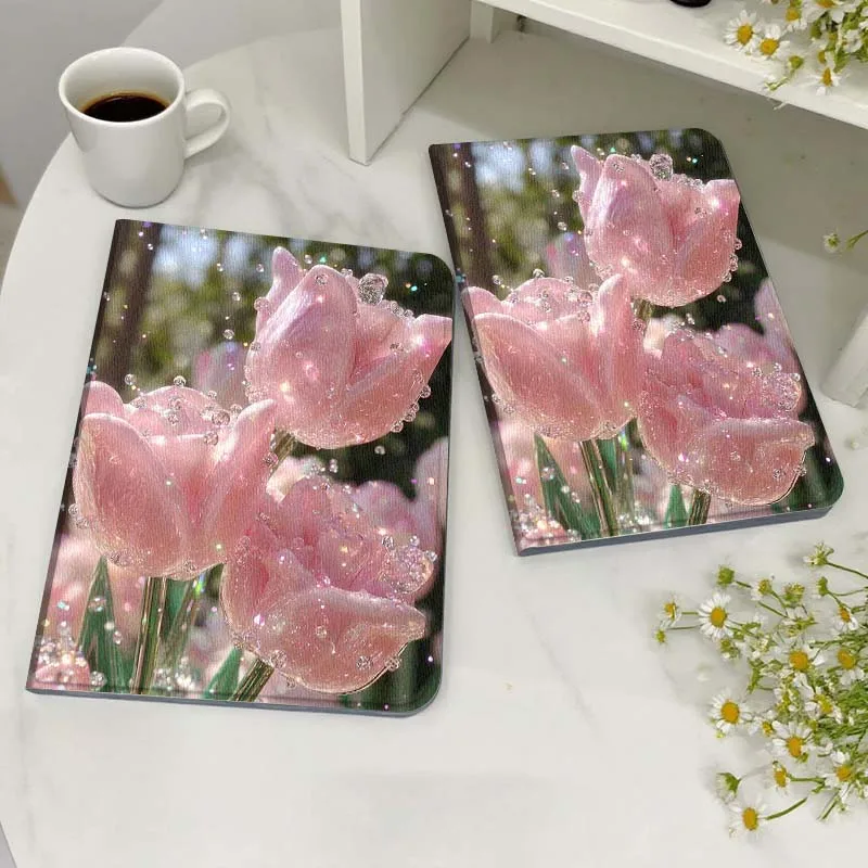

Pink Tulip Bubble Decor For Honor MediaPad MatePad 6 7 X8 M5 M6 V6 V7 T5 T10 T10s 10 11 SE C5e X8a Pro Lite Tablet Case