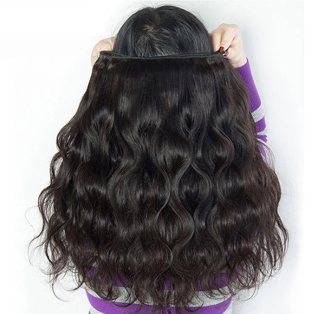 Megeen True To Length brasiliano 12A fasci di capelli umani dell'onda del corpo tessere le estensioni dei capelli 1 Bundles Deal 95-100g 1B capelli Remy neri