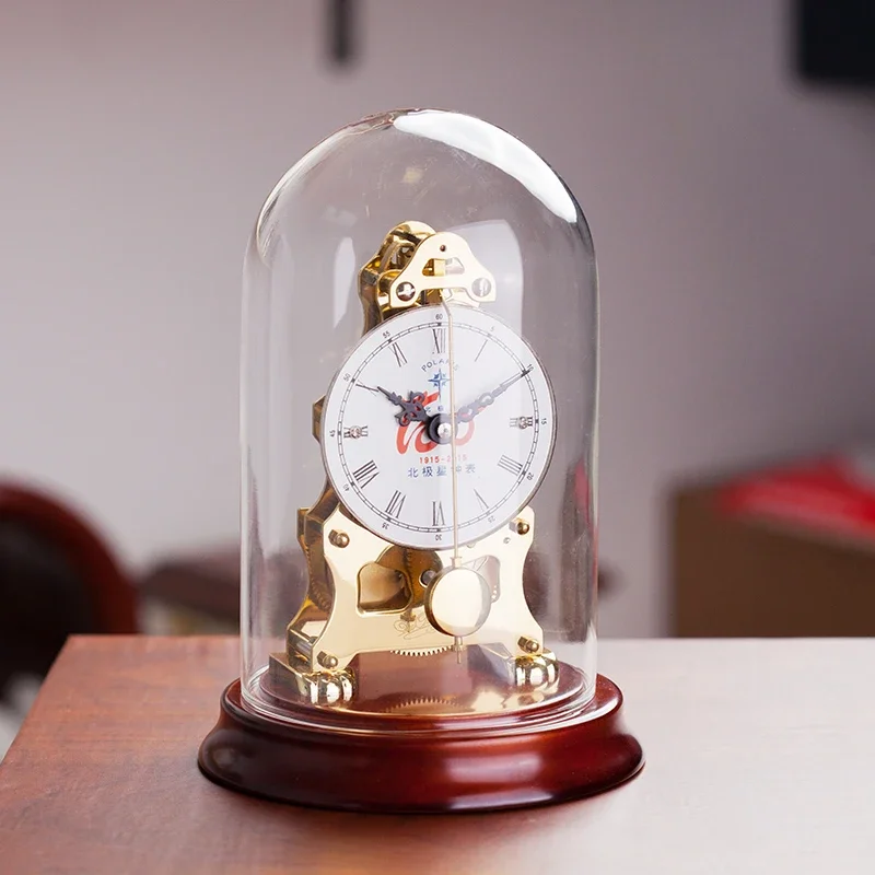 Gold Luxury Desk Clocks Quartz Mechanical Retro Vintage Table Clocks Ruby Bearing Clock Newton Mechanical Watches Hollow