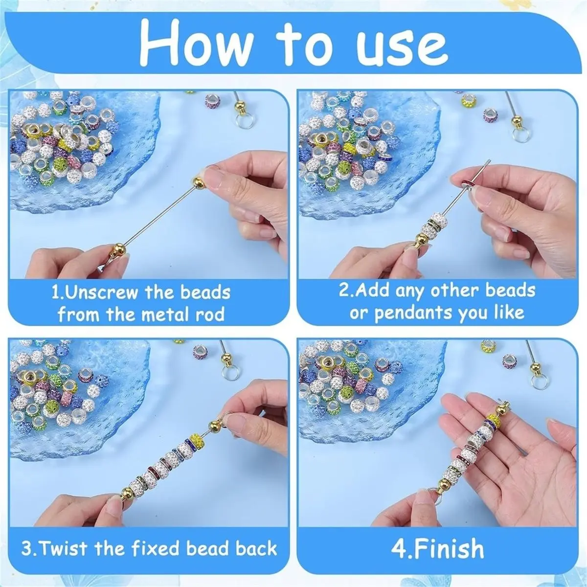 100pcs DIY Beaded Keychain Kit - StainlessSteel Jewelry Making Set for Crafts, Bracelets, Necklaces & Personalized Gift