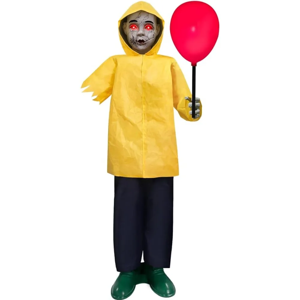 

Halloween Decorations Outdoor, 4 Ft Life Size Animatronics Prop with Glowing Balloon, Sound-Activated Sensor, Scary Decor