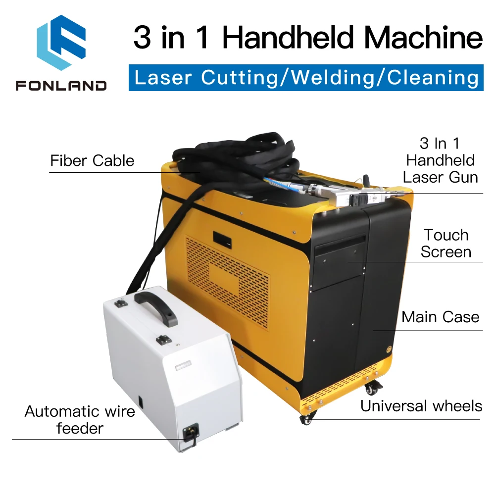 Fonland 3 In 1 Laser Hand-held Machine Weld 2000W Fiber Laser Welding Cleaning Cutting Machine for Paint Removal Metal Cutting