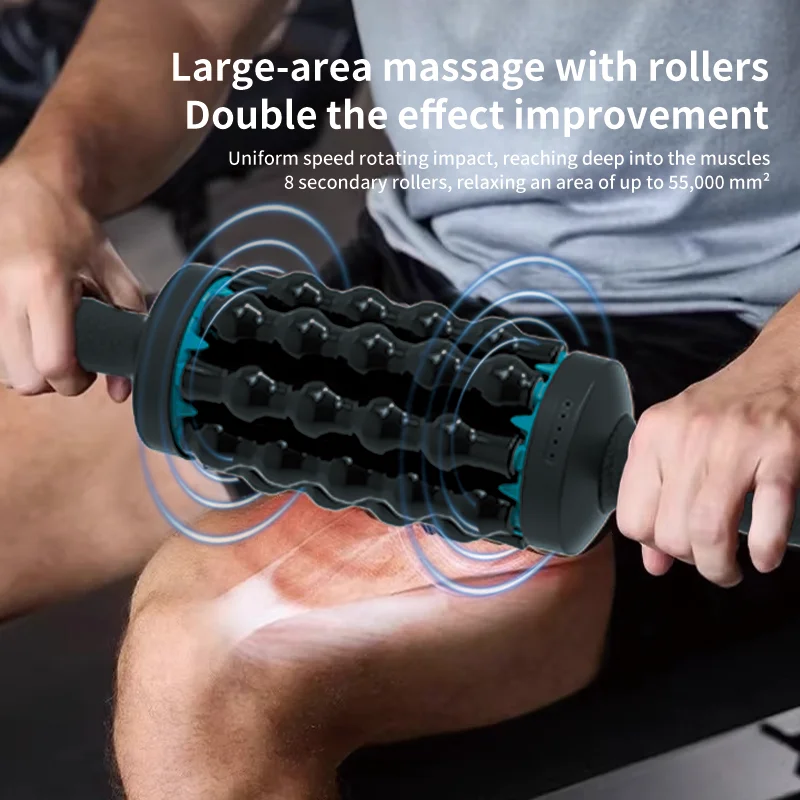 Handheld Percussive Massager, 360 Rotating Fascia Body Roller, Lymphatic Drainage Muscle Relaxation, Deep Tissue Massage Tool