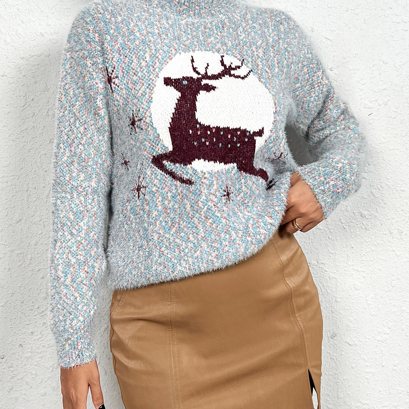 

Ins New Anime Jacquard Knitted Sweater Thi Sle Pullover Loose Fit Long Sve Winter Faion Women's Premium Knitwear