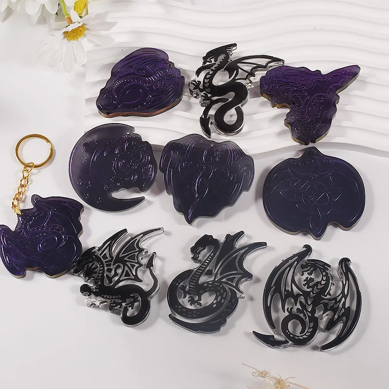 DIY Crystal Epoxy Silicone Mold Dragon Shaped Necklace Keychain Silicone Mold DIY Jewelry Pendant Decoration Molds