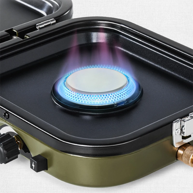 Folding Double Fire Gas Stove 2300W Portable Outdoor Camping Gas cooker Electronic Ignition Gas Stove 2.5kg Cooking Equipment