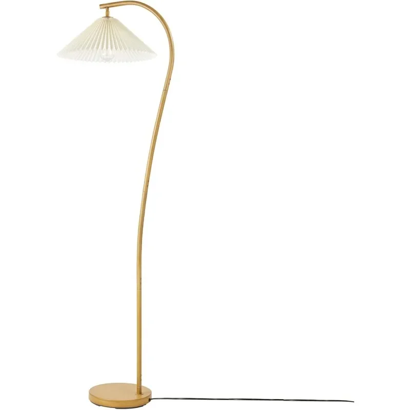 

Novogratz x 61000043 Novogratz x Globe 62" Floor Lamp, Faux Wood Finish, White Pleated Fabric Shade, Pivot Joint on Shade