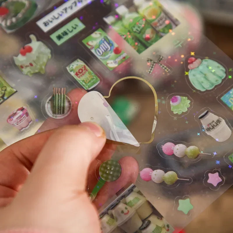 2pc/set Retro Japanese Anime Journal Sticker Cake Dessert Snacks Scrapbook Sticker DIY Decor Stationery Sticker Student Supplies