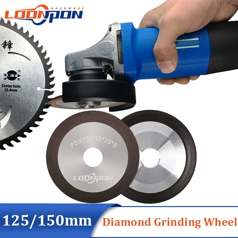 125mm/150mm Diamond Grinding Disc Sharpening Diamond Wheel for Tungsten Steel Milling Tool Carbide Metal 1Pc