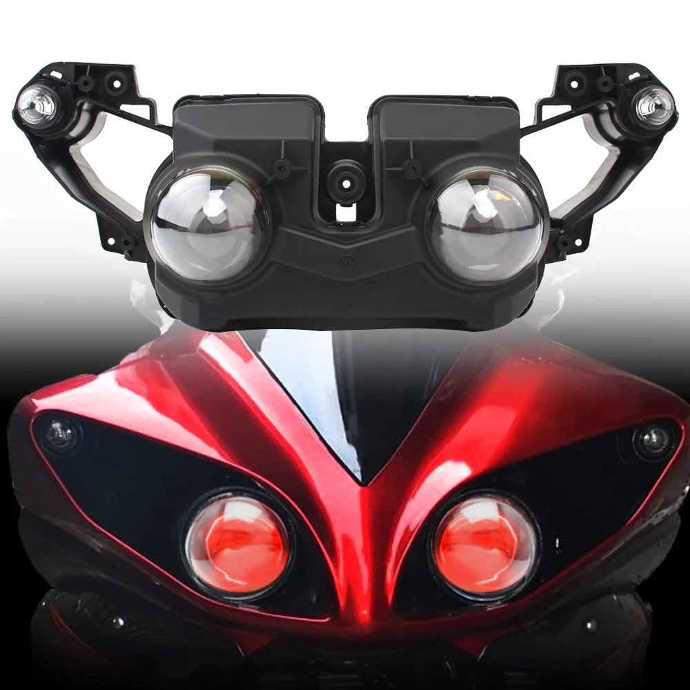 

1set Motorcycle Front Headlight Assembly with LED Devil Eye For Yamaha YZF R1 2009 2010 2011 Hi/Lo Beam HID Projector Head Lamp