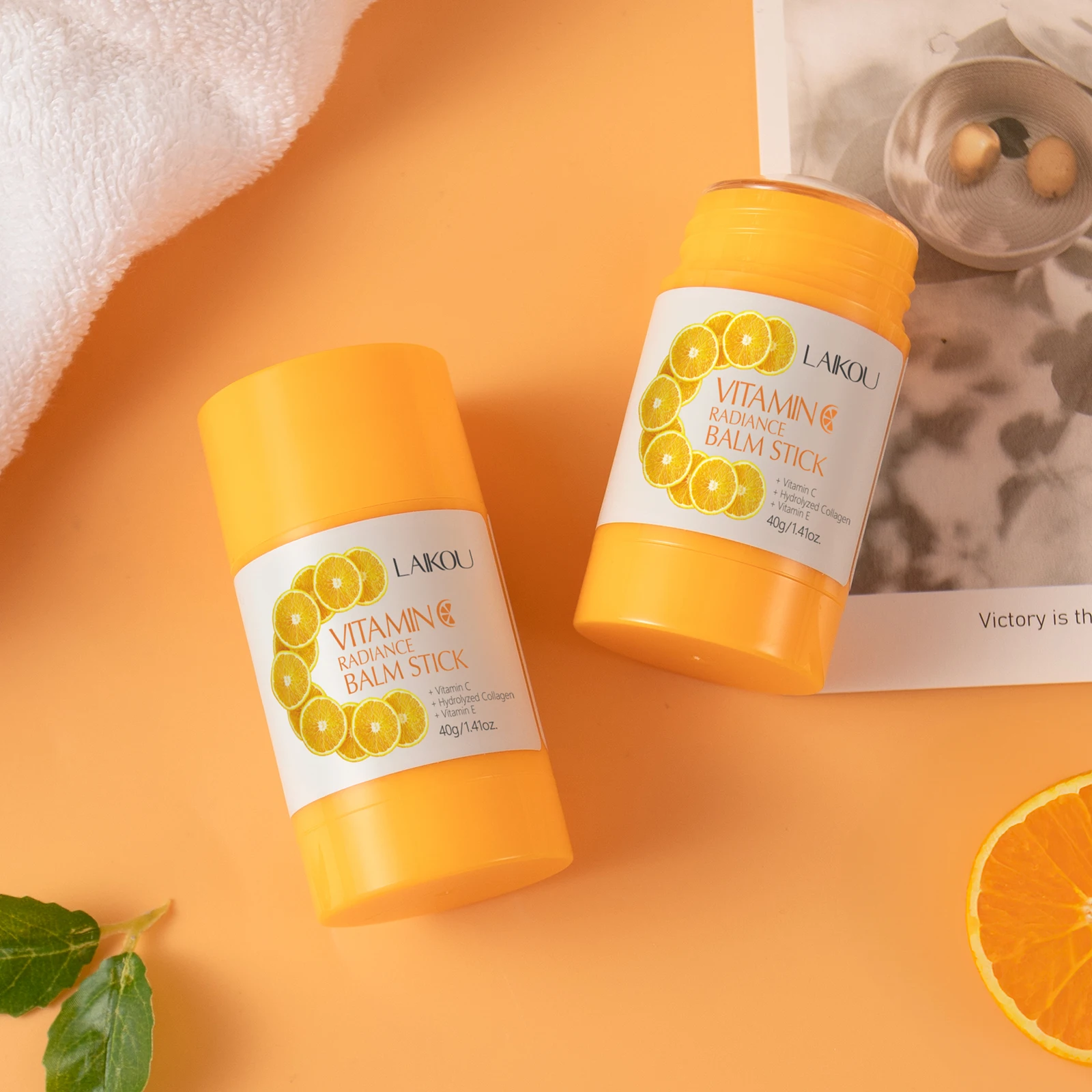 LAIKOU Vitamin C Radiance Balm Stick 40g Instant Glow Soft Dewy Radiance Collagen Nourishing Face Stick