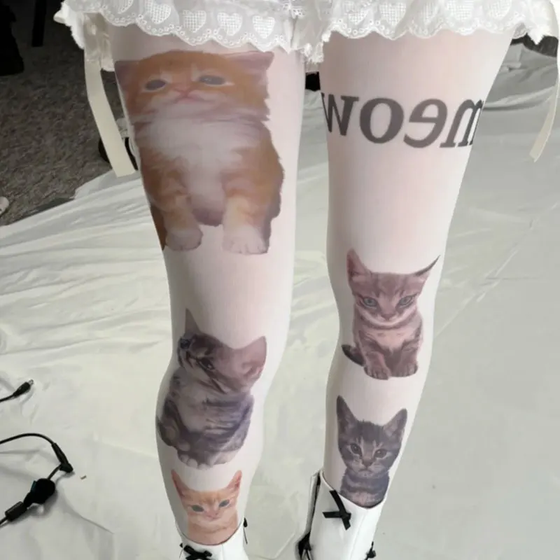 

Sexy Nylon Punk Emo Socks Goth Cute Cat Y2K Over Knee Overknee Socks Lolita Thigh High Stockings Legging