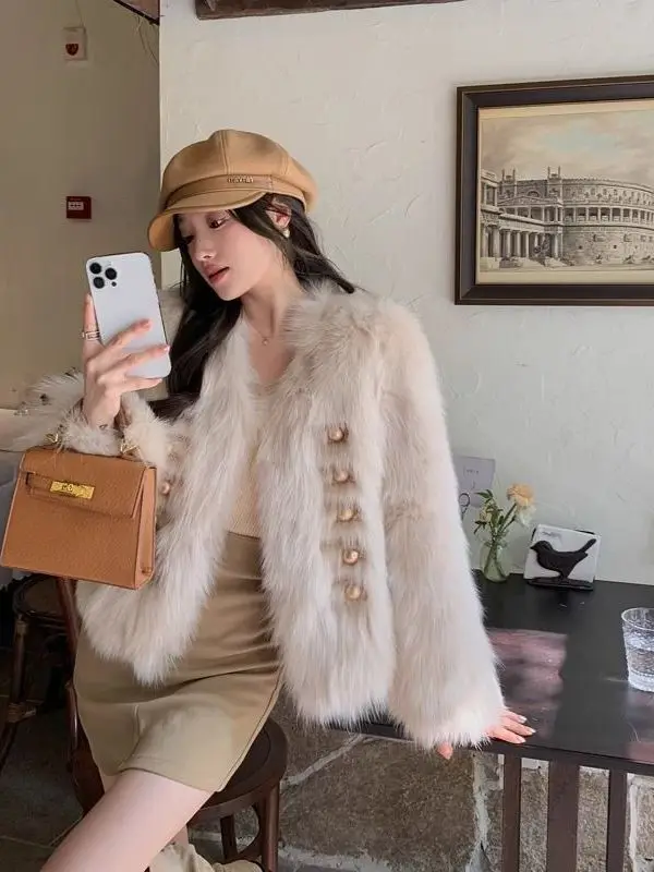 

Briti Sle Fur Coat Women's ort 2025 New Inteated Leather And Fur Coat Warmth And Luxury for Daily Wear