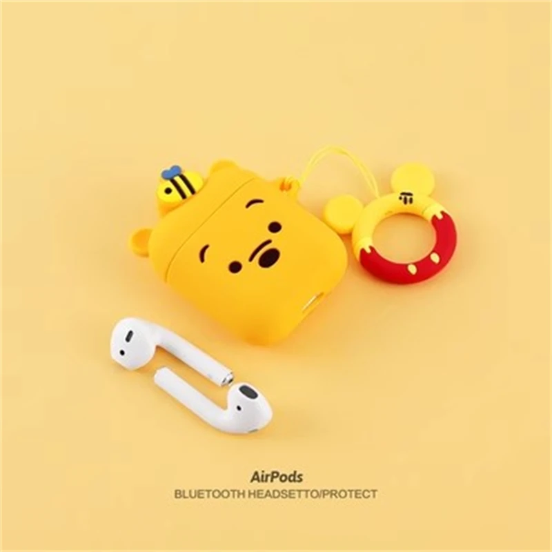 Disney Cartoon Cute Winnie the Pooh custodie in Silicone per Airpods 1 2 3 Pro custodia protettiva per auricolari Wireless Bluetooth