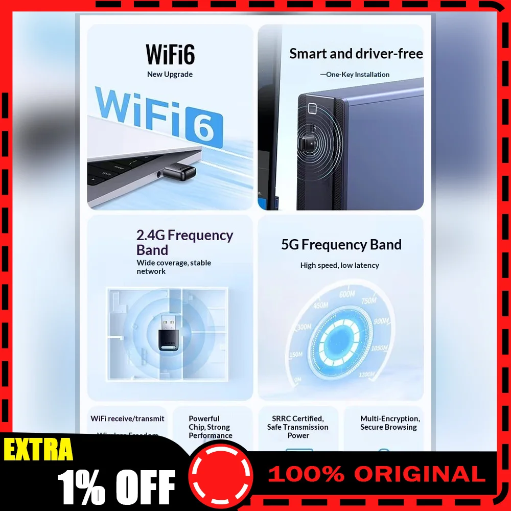 UGREEN CM760 AX300 WiFi 6 USB Wireless Network Adapter 300Mbps 2.4GHz for Windows 10 11 Linux PC Laptop