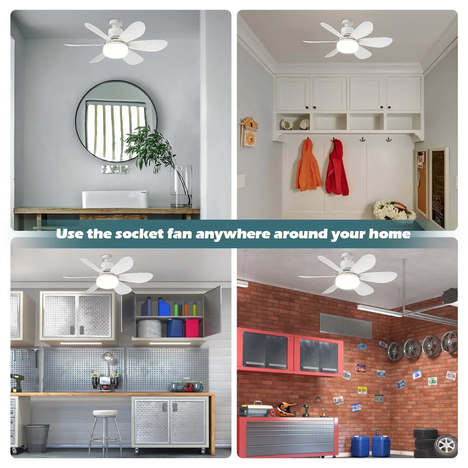 Imagem -06 - Ventilador de Teto Silencioso Inteligente com Luz Led Controle Remoto Quarto e Sala de Estar Base E27 20.5 Polegada 40w