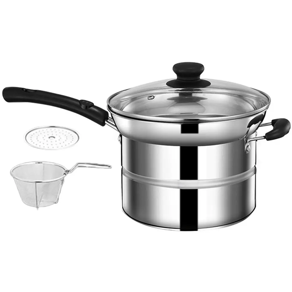 

Набор: Многофункциональная фритюрница из нержавеющей стали с корзиной и крышкой, кастрюля с одной ручкой для жарки и приготовления супов