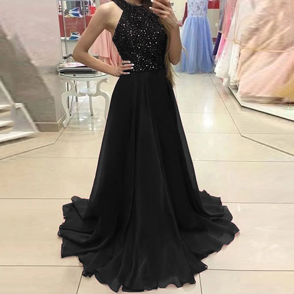 Evening Party Dress Women Formal Ball Gown Party Long Maxi Dress Sexy Sleeveless Party Dress Prom