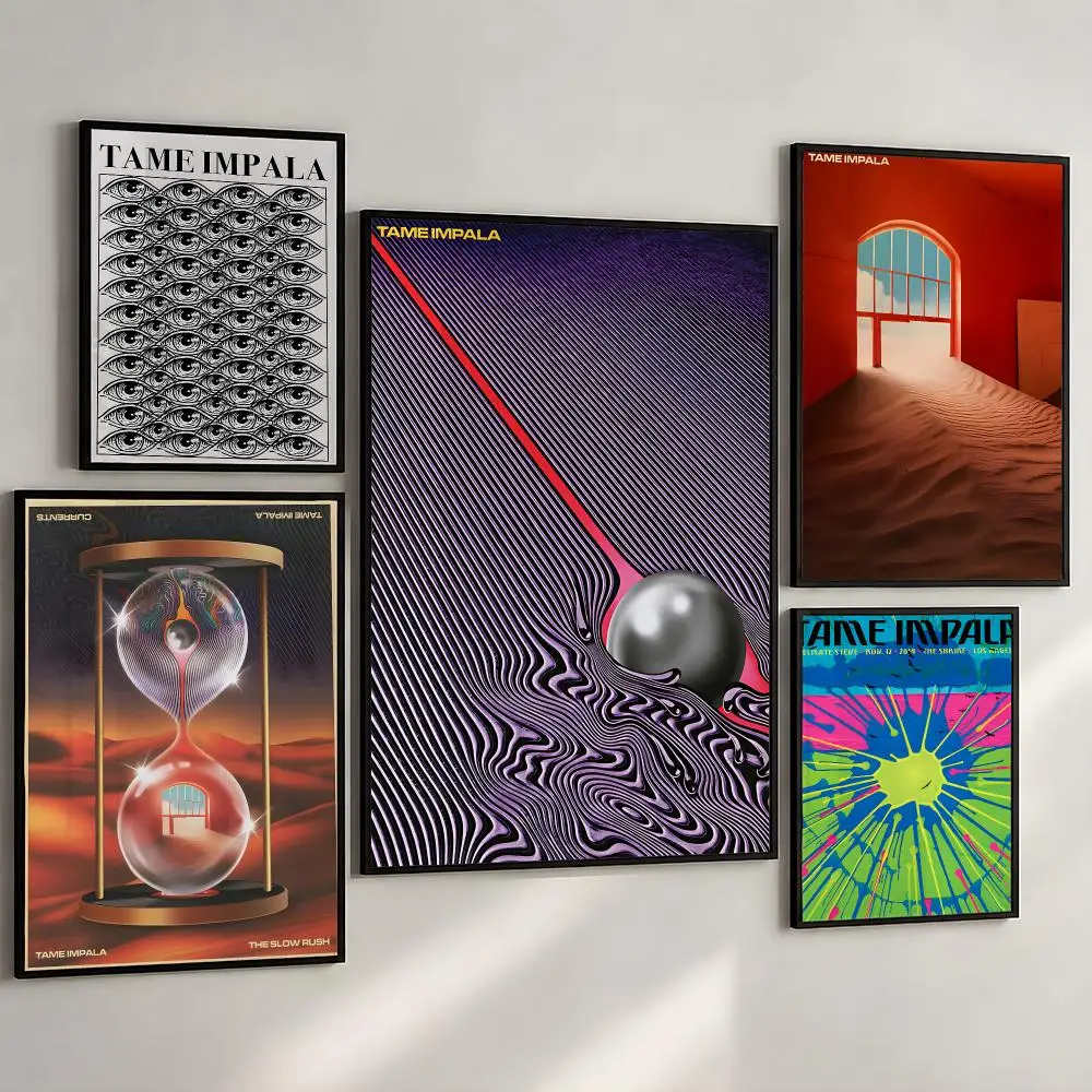Music Tame Impala Psychedelic Rock Poster PP Wall Art Print Removable Water-Resistant Home Decor for Bedroom Apartment Gift