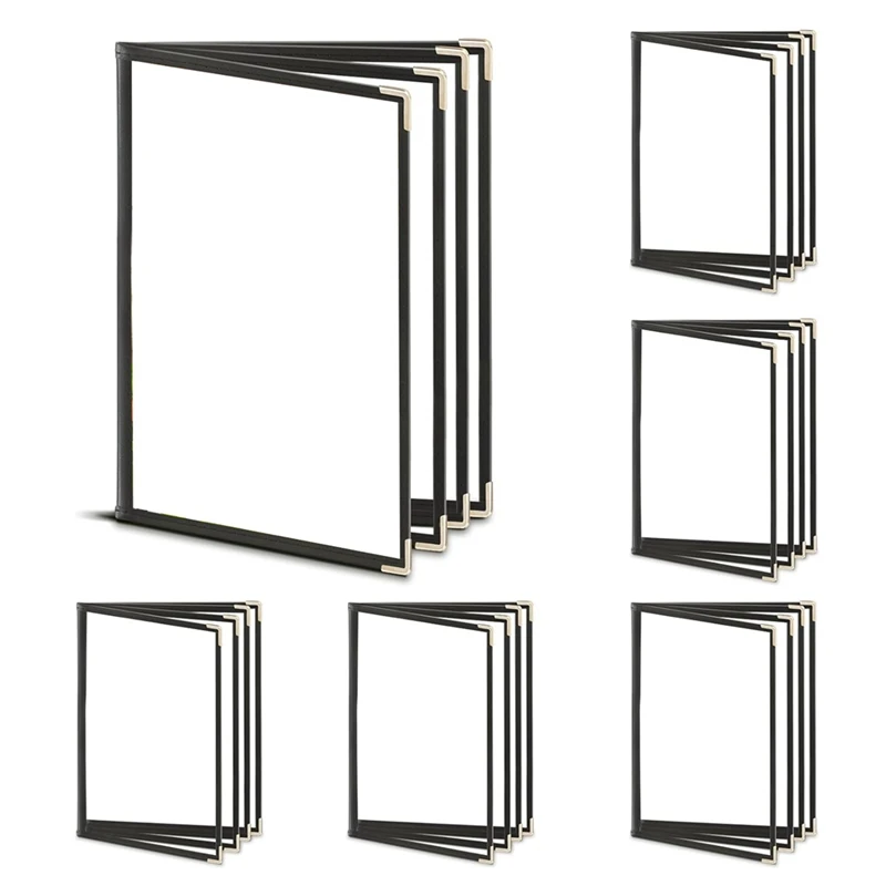 レストラン用透明メニューカバー、カバーブックは8.5x11インチの標準サイズに適合、メニューホルダー、4ページ、8ビュー、6個