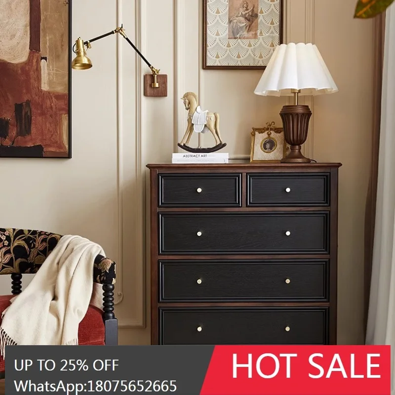 

MJY French Retro Solid Wood Bedroom Storage Bedside Wall-Mounted Drawer Cabinet