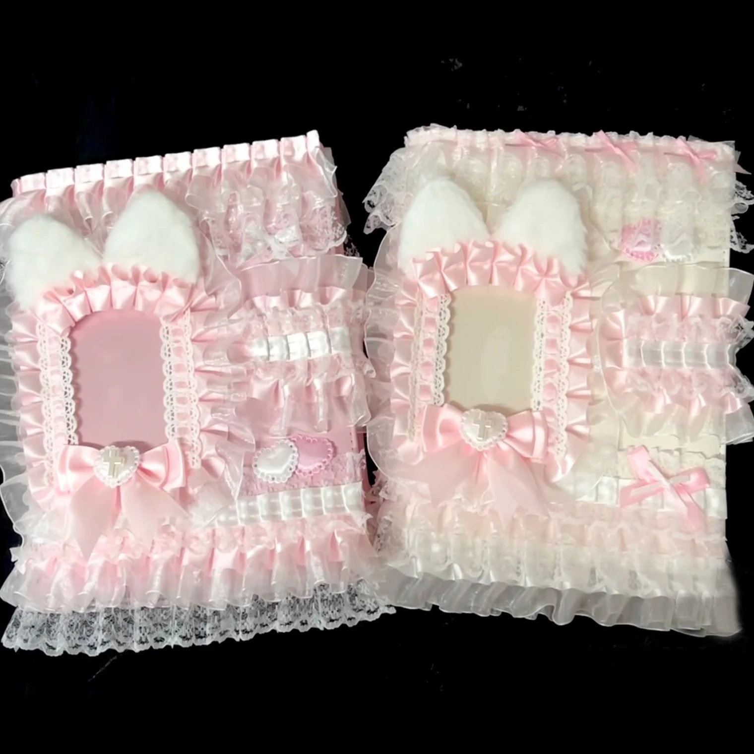 A5 PhotoCard Holder Album Pink White Photocard Binder Pu Lace Ribbon Collect Book Top Loader Ballet Poca Kpop Kawaii