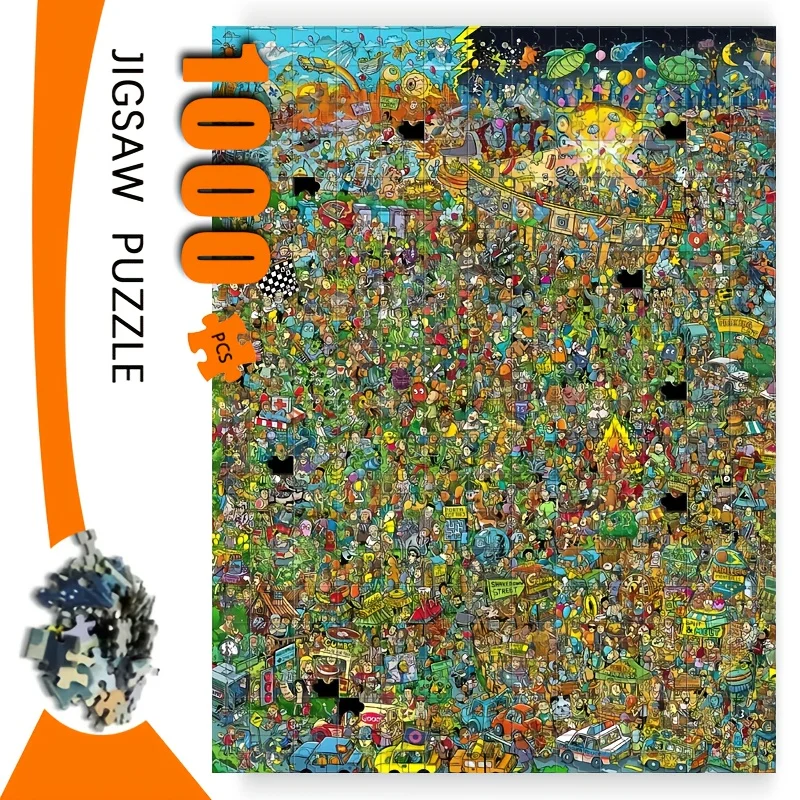 Puzzle grande parco divertimenti da 1000 pezzi - Design vibrante del gioco arcade retrò con personaggi iconici, puzzle fai da te impegnativo per adulti
