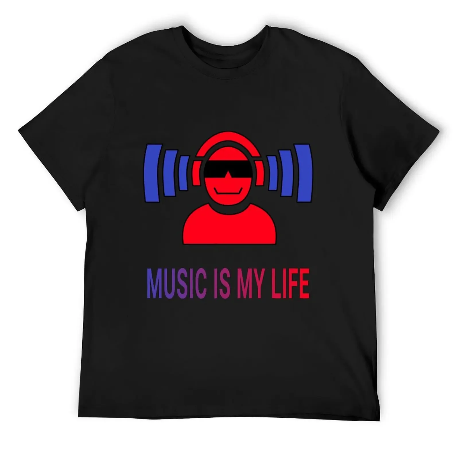 

Cool guy with headphones and a big beat - Music is my Life T-Shirt oversized graphic tee plain compression shirt men