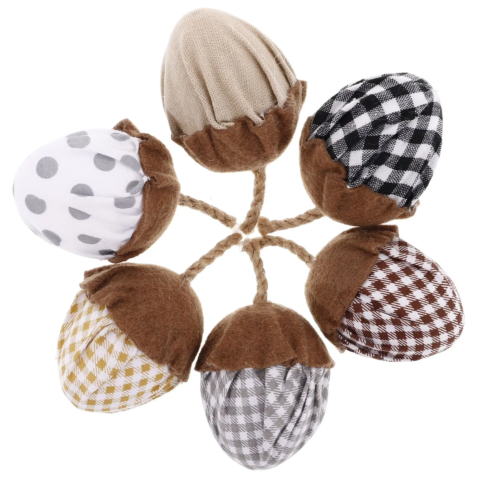 

6pcs Fabric Acorn Ornaments For Christmas Tree Rustic Holiday Decoration For Fall And Thanksgiving Decor Pine Cone Hanging Decor