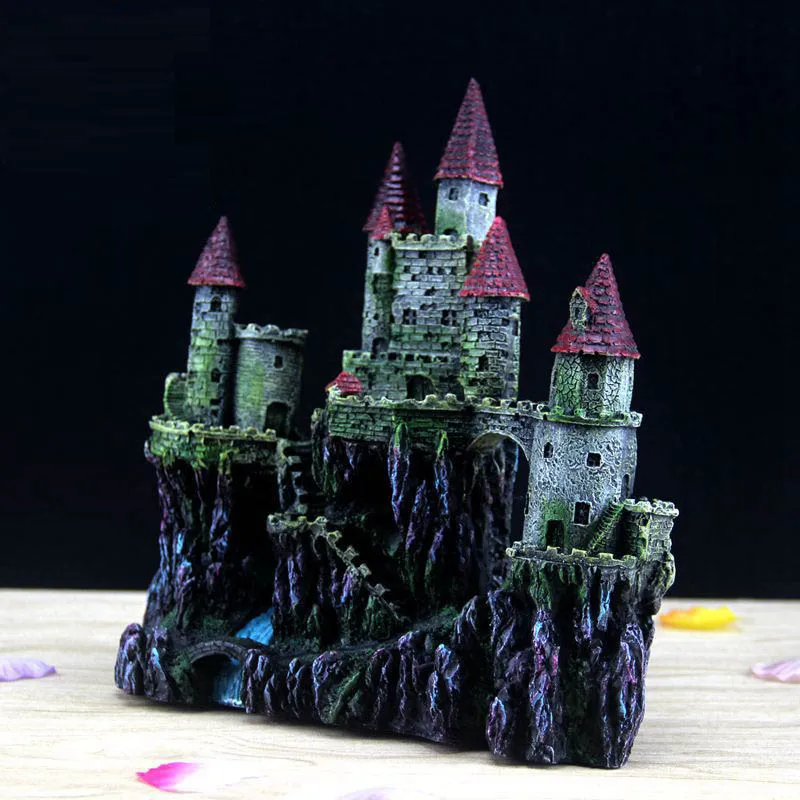 1pc  Creative fish tank decoration castle house aquarium landscaping resin decor 23.5*10*25cm