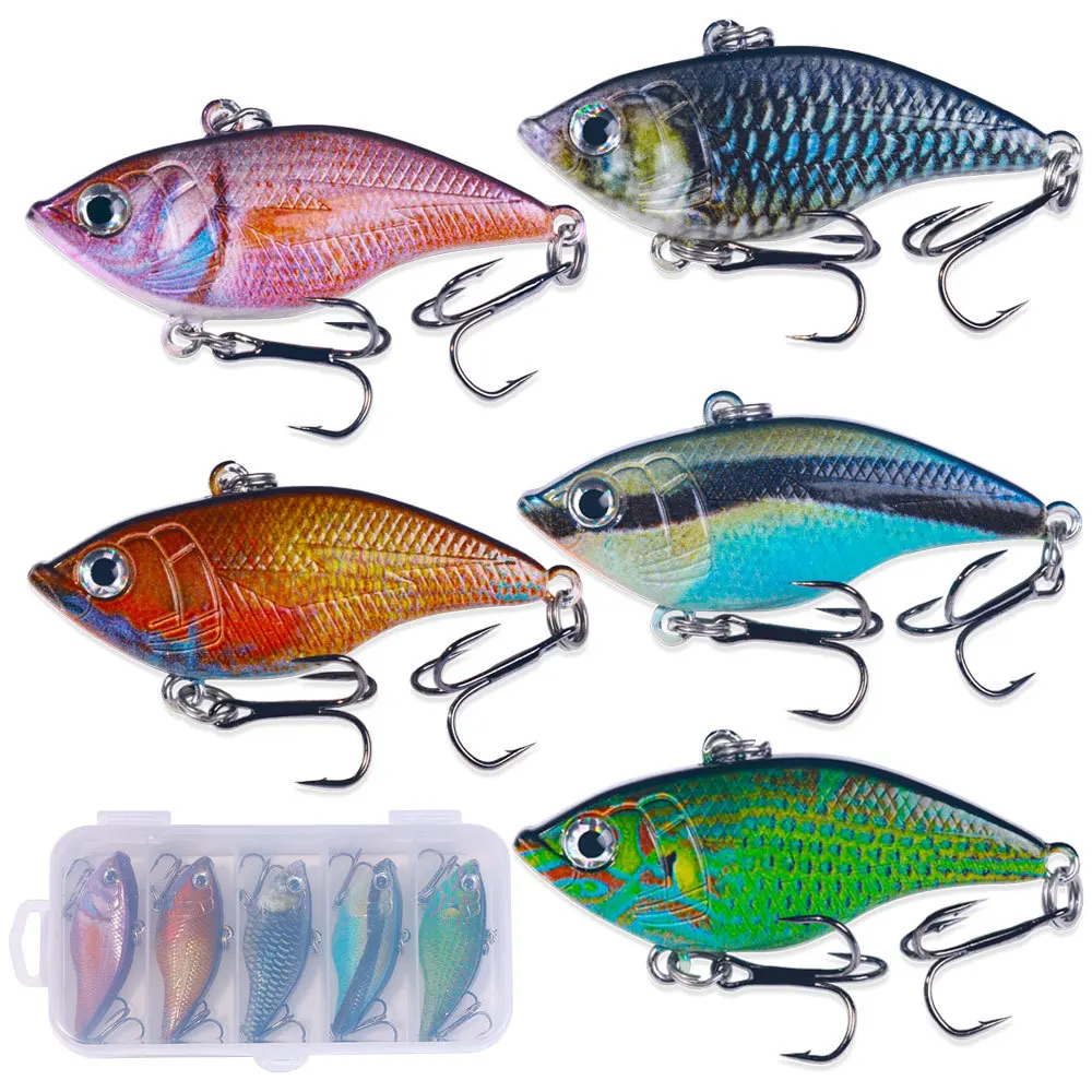 

5 Pcs Pack VIB Combo Set Vibrating Sharp Body All Water Depth Long Cast Bass Perch Freshwater Fishing Tackle