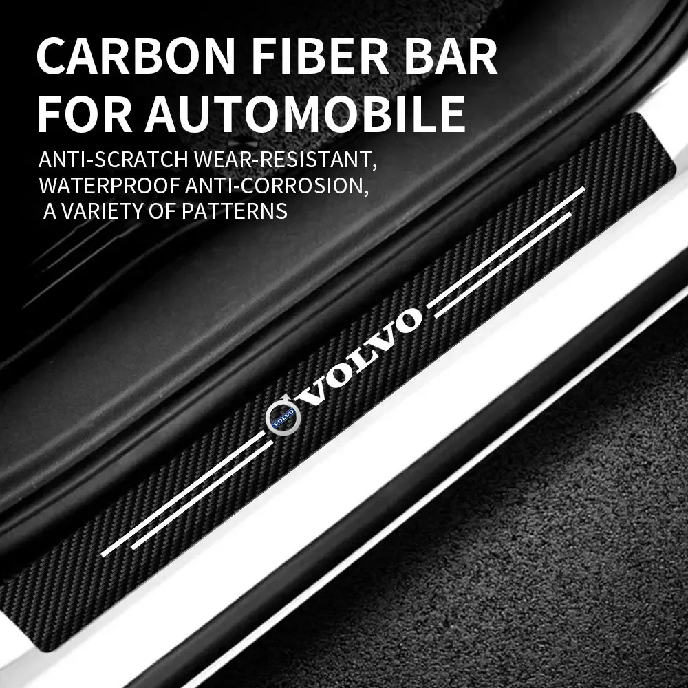 Car Door Sill Stickers For Volvo T5 T6 XC30 XC40 XC60 XC70 XC90 V40 V50 V60 V90 S40 S50 S70 S60 S90 S80 Auto Carbon Fiber Decals