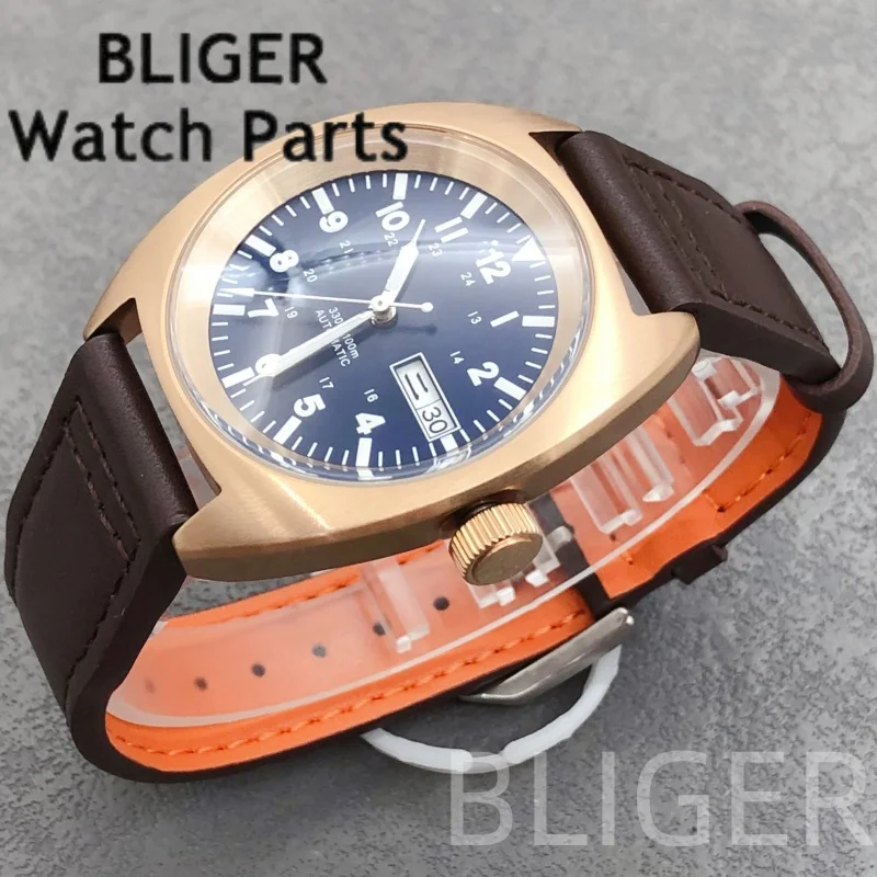 BLIGER 39 ミリメートルメンズ高級ローズゴールド NH36 自動巻き腕時計ミネラルガラス 10ATM 防水ビッグクラウン/スモールクラウン Watche 男性用