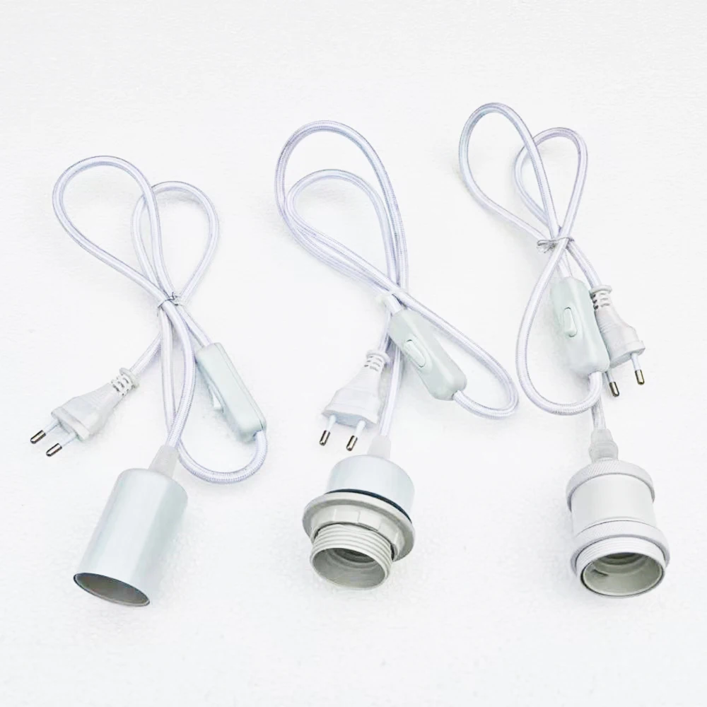 

DIY E27 Подвесной держатель лампы с вилкой европейского стандарта 1 м Шнур питания Цоколь лампы Гнездо светодиодного подвесного светильника с выключателем Удлинительный кабель