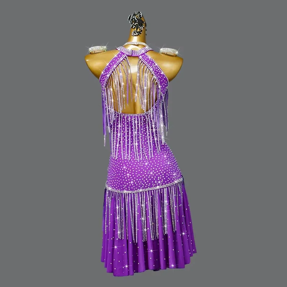 2026 Neues lateinamerikanisches Tanzkleid für Mädchen und Damen, Bühnenkostüm, sexy Outfits, Sportkleidung, Rock, Wettbewerb, Party, Samba, Abendanzug