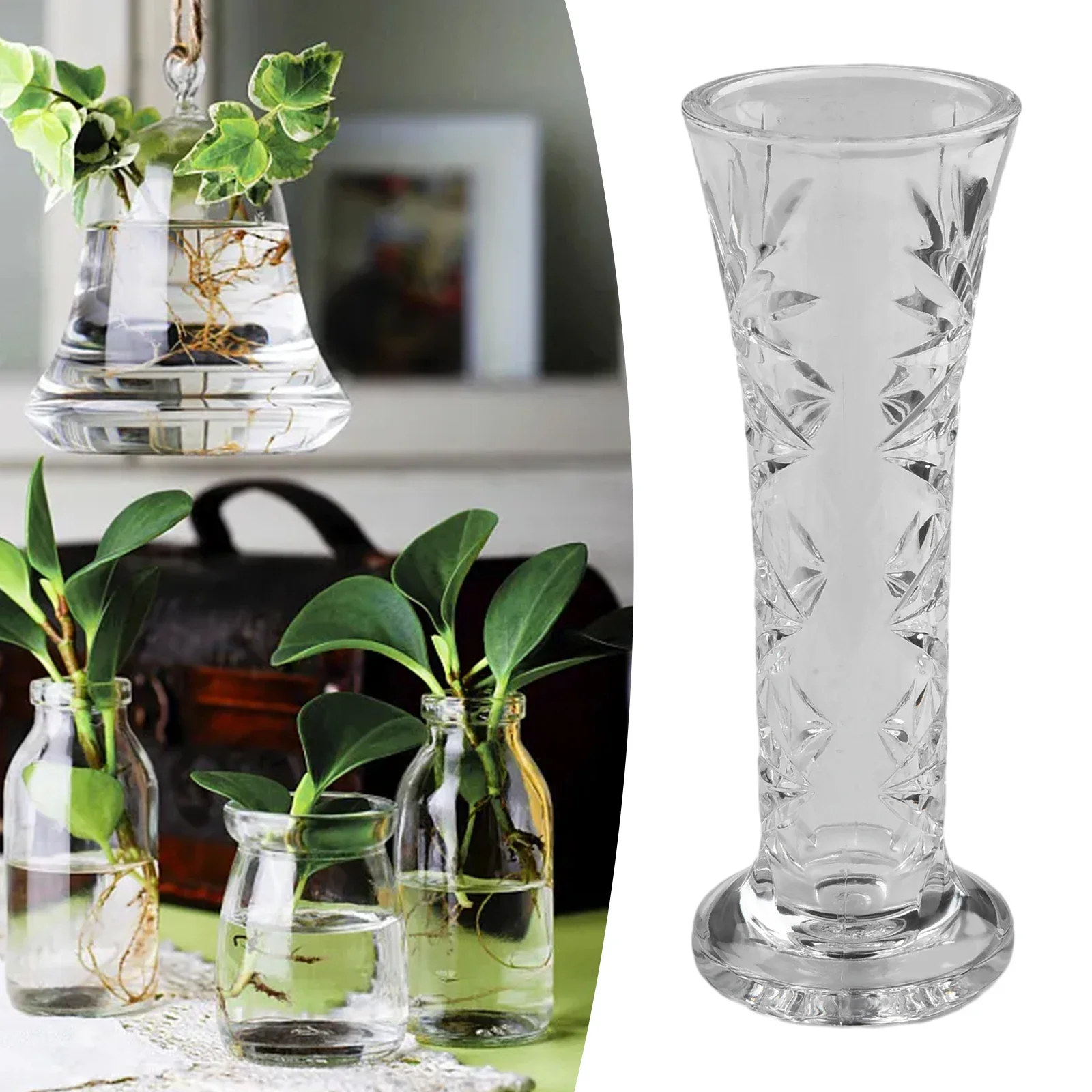 1X Vases Transparent Plastic Flower Vase Creative Decoration Home Imitation Crystal Vase Home Desktop Ornament Crystal Vase