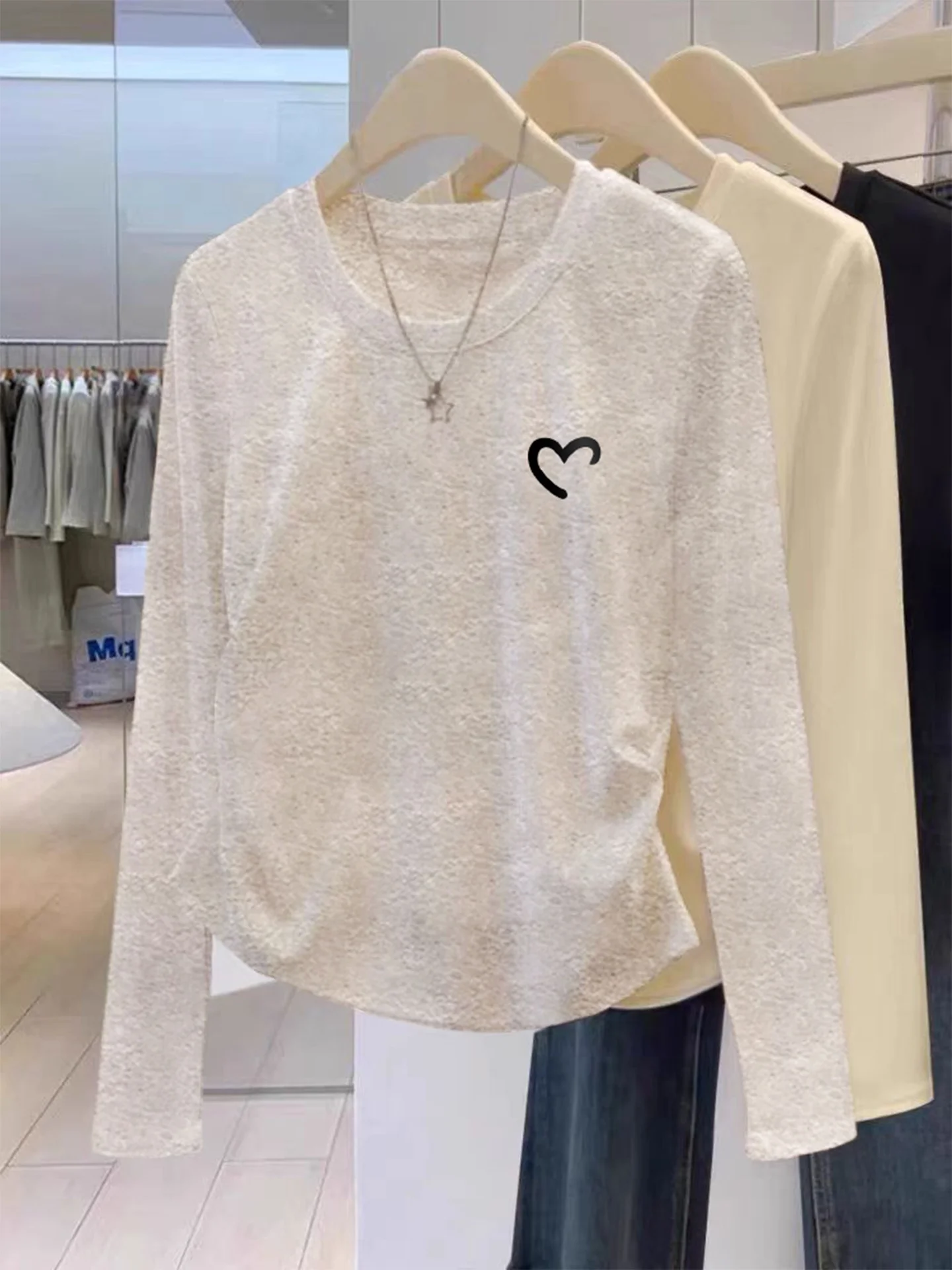 เสื้อยืดผู้หญิงผ้าฝ้ายแท้ทรงยาว ดีไซน์จีบเข้ารูปช่วงเอว สไตล์เกาหลี เหมาะสำหรับใส่ทำงาน