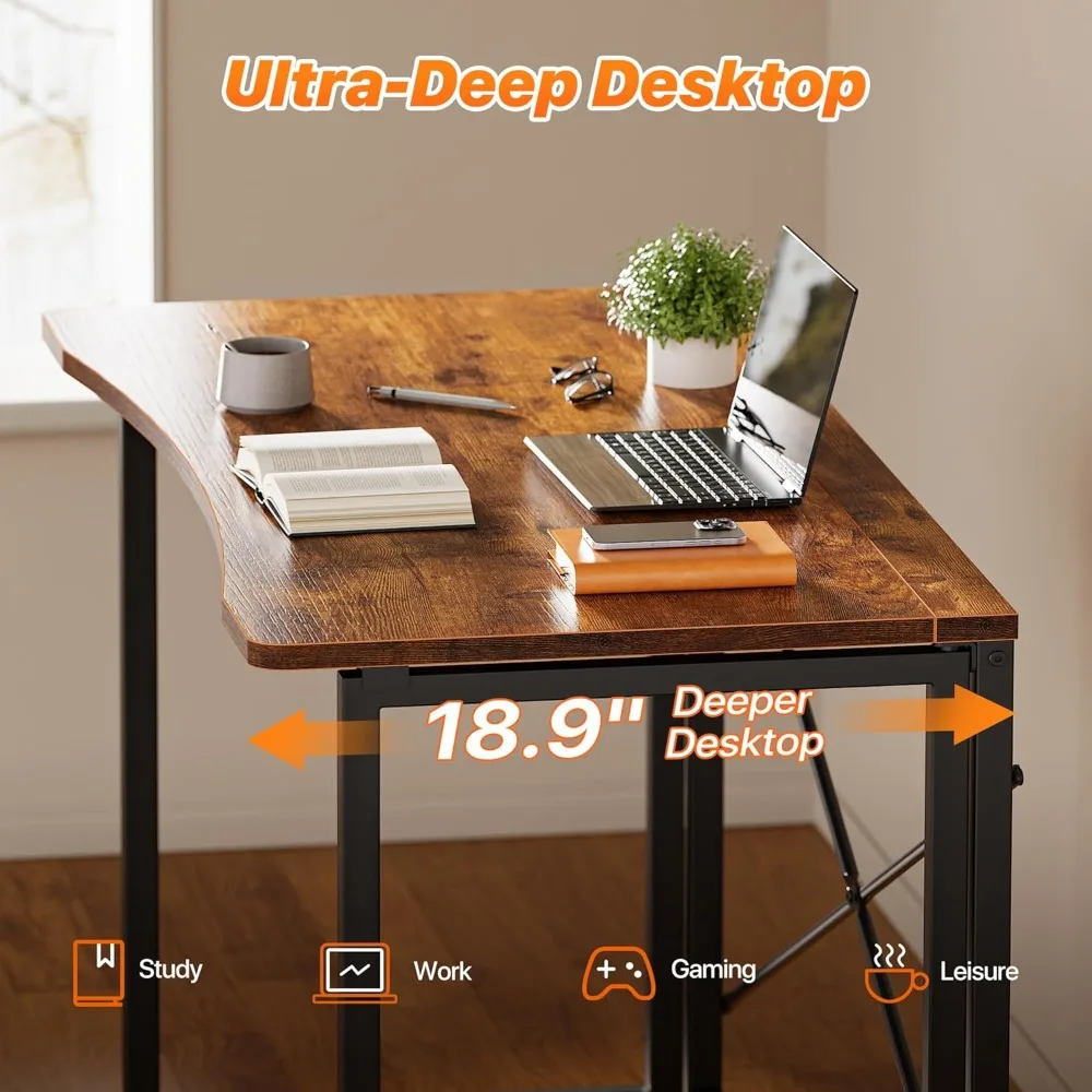 Space-Saving Foldable Desk 39.3 Inches for Small Spaces, Ideal for Home Office, Study, Bedroom, Dorm
