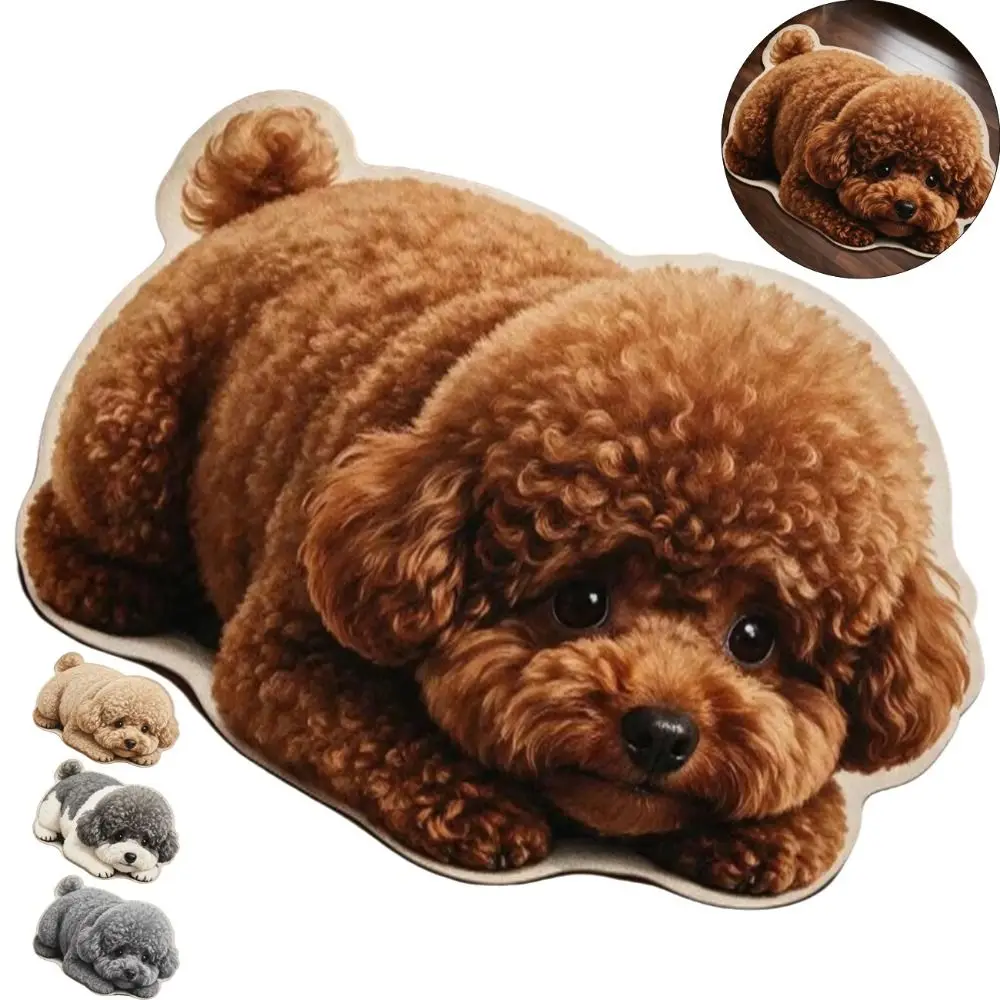 Cute 2D Dog-Shaped Area Rug Anti-fouling Non-Slip Home Decor Carpet Easy to Clean Cartoon Carpet Living Rooms