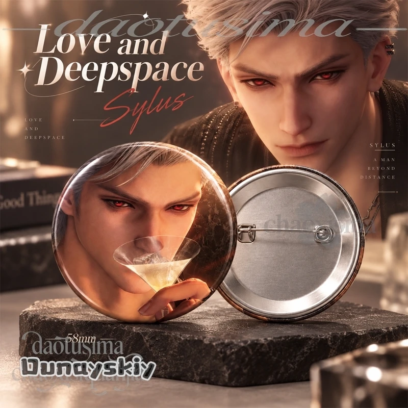 Anime Game Love And Deepspace New Event A Night That Never Ends Sylus 58mm Badge Backpack Clothes Round Pins Birthday Gifts