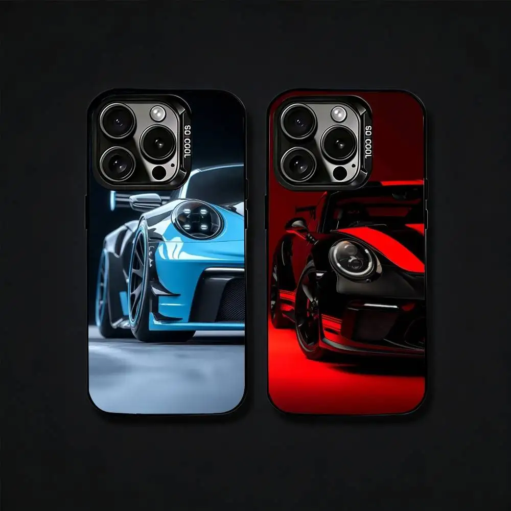 

Trendy cartoon supercar GT-3 RS Phone Case For iPhone17, 16,15,14,13,12 Pro Max Black Candy Matte Shockproof Cover