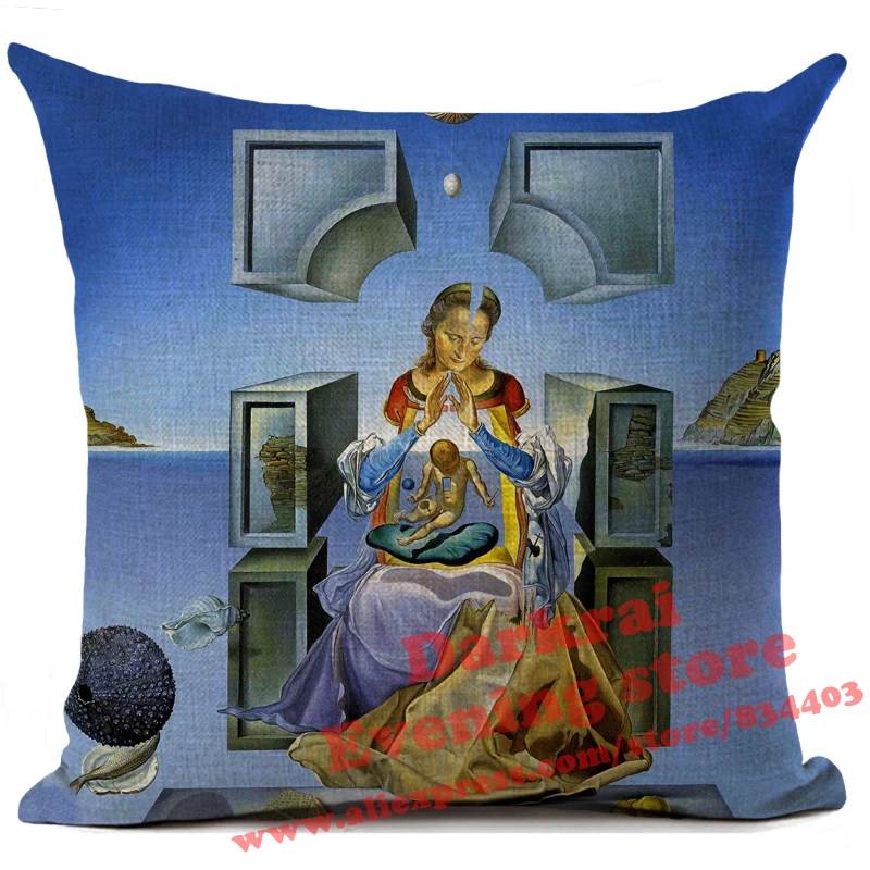 Salvador Dali Cushion Cover Home Decoration Living Room Sofa Pop Art Painting Throw Pillows Realism Artist Pillowcase