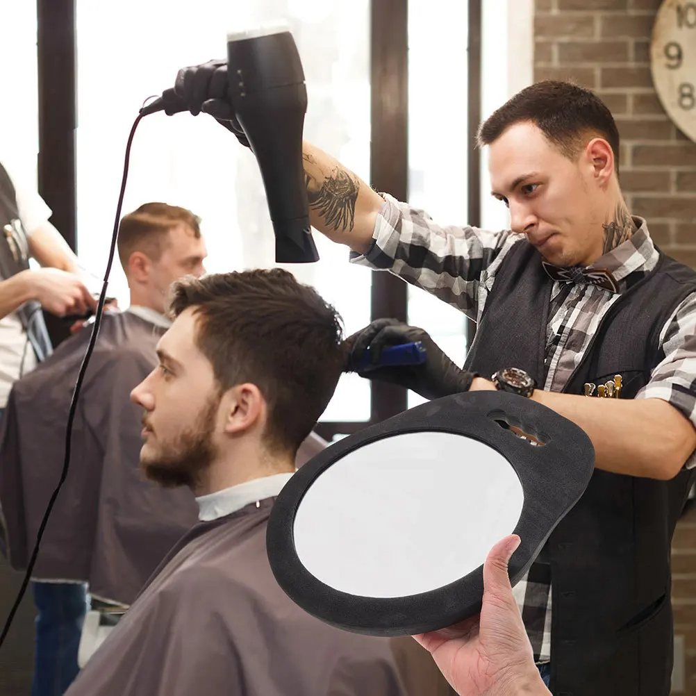 2 個ハンドヘルドミラー理髪店ラウンド壊れないヘアサロン機器アクセサリー高精細耐久性のある多機能デザイン