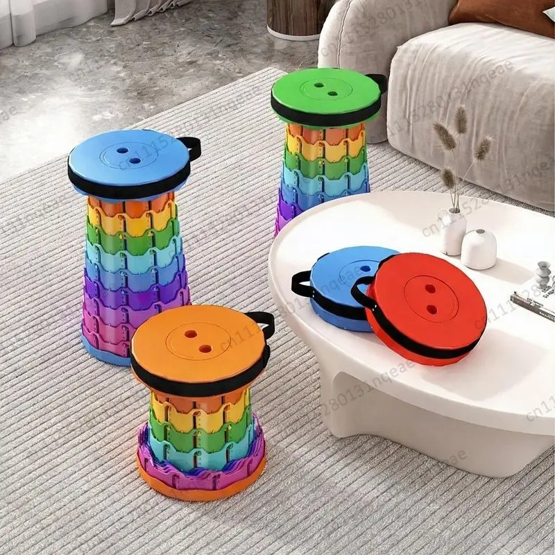 Outdoor Rainbow Retractable Folding Stool Portable Adjustable Travel Fishing Queuing Shoe Changing Stool XA-232