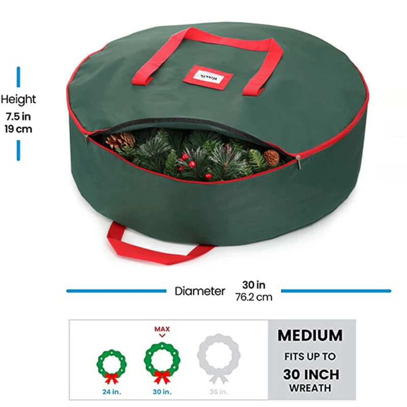 Foldable Xmas Decoration Storage Bag Christmas Tree Wreath Oxford Cloth Bag For Storing Christmas Utenciles Garland Home Storage